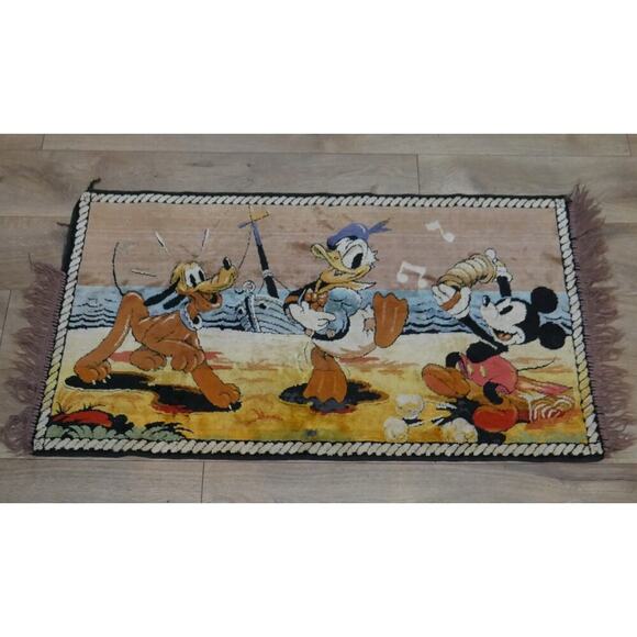 Vintage 1935 Walt Disney Tapestry Rug Wall Hanging Used - Picture 1 of 9